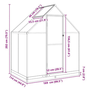 Θερμοκήπιο με Πλαίσιο Βάσης Ασημί 169x114x202 εκ. Αλουμίνιο