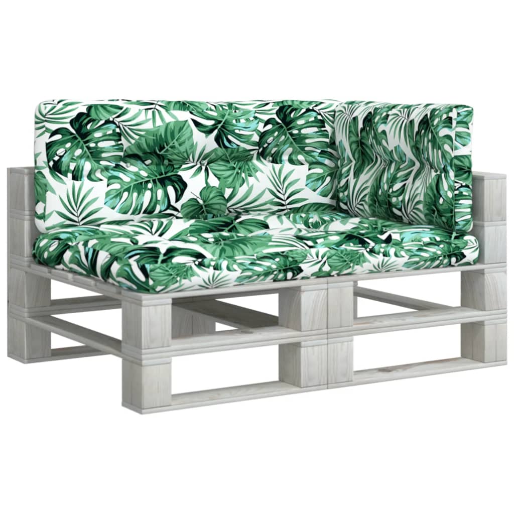 Μαξιλάρια Παλέτας 3 τεμ. Σχέδιο Φύλλων Υφασμάτινα - Pakobazaar