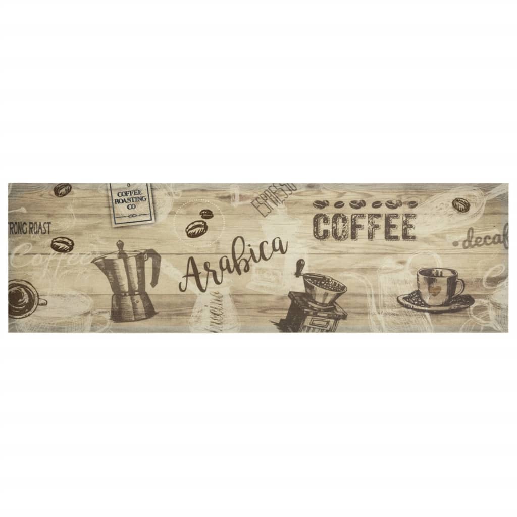 Χαλί Κουζίνας Πλενόμενο Καφέ Επιγραφή Coffee 45x150 εκ. Βελούδο