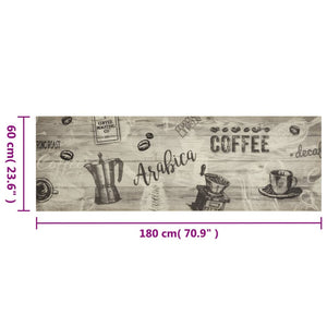 Χαλί Κουζίνας Πλενόμενο Γκρι Επιγρ. Coffee 60x180 εκ. Βελούδο