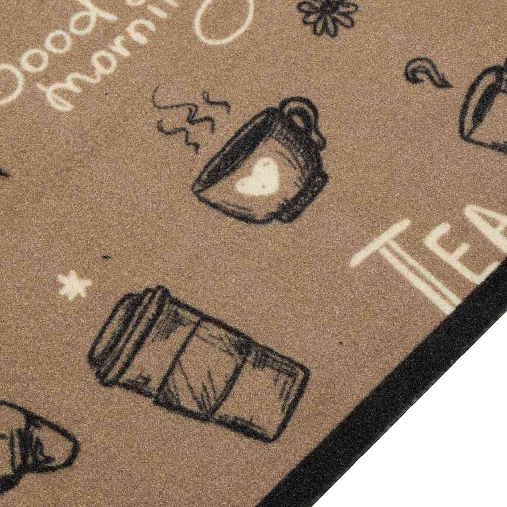 Χαλί Κουζίνας Πλενόμενο Καφέ Επιγραφή Morning 60x180εκ. Βελούδο