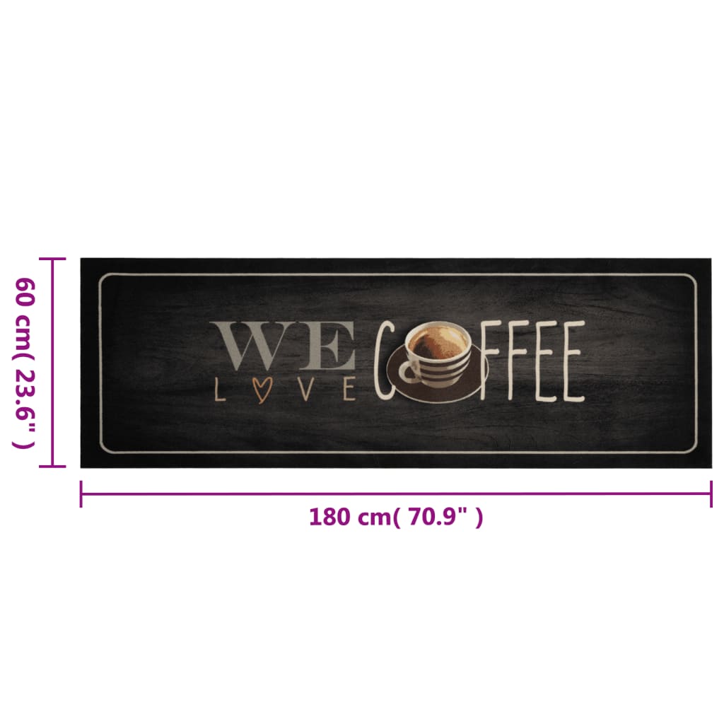 Χαλί Κουζίνας Πλενόμενο Επιγραφή Coffee 60x180 εκ. Βελούδο