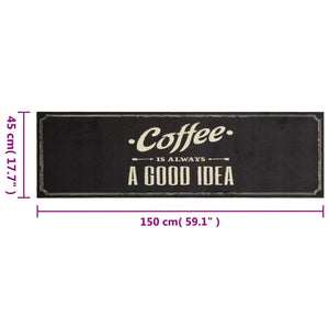 Χαλί Κουζίνας Πλενόμενο Επιγραφή Coffee 45x150 εκ. Βελούδο - Pakobazaar