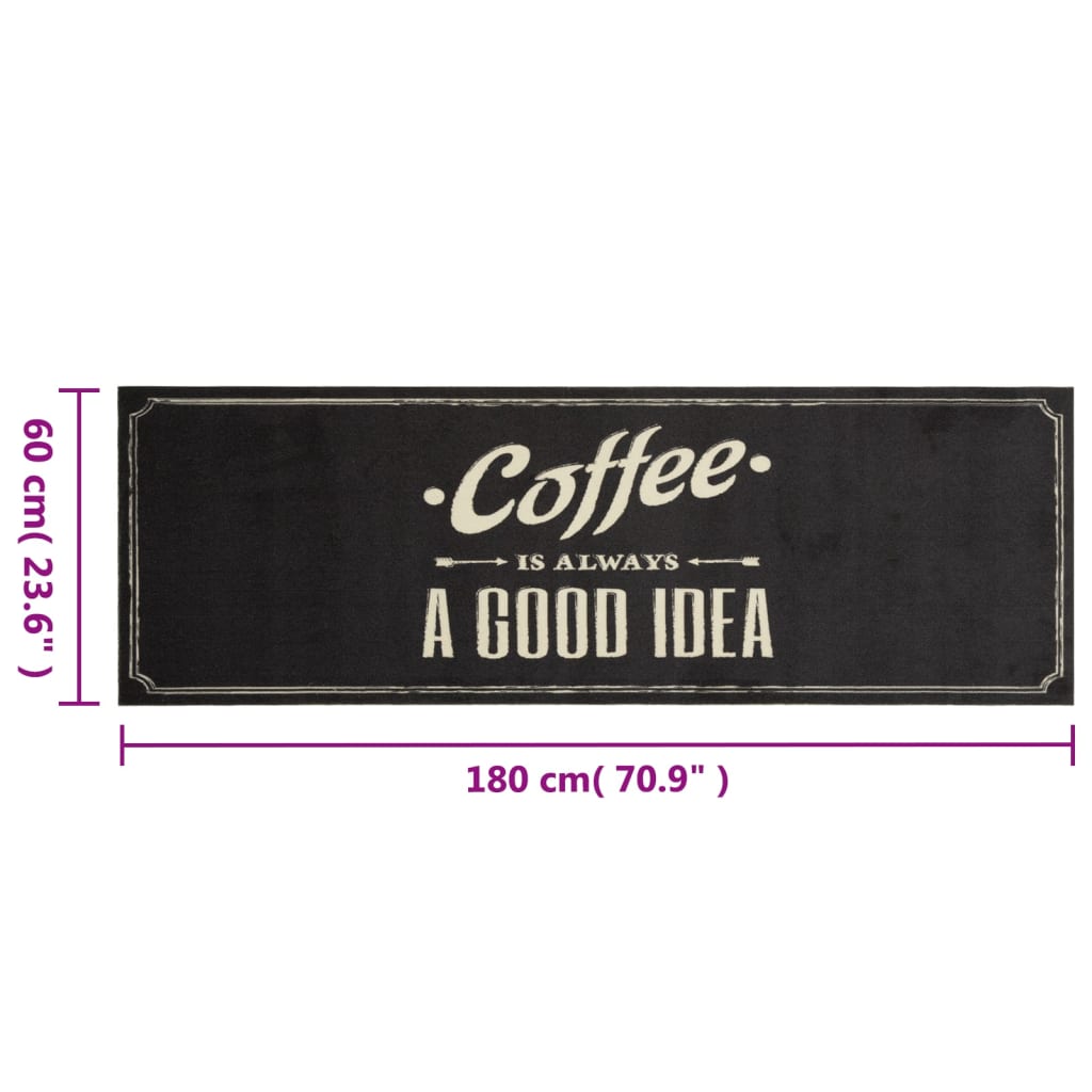 Χαλί Κουζίνας Πλενόμενο Επιγραφή Coffee 60x180 εκ. Βελούδο - Pakobazaar