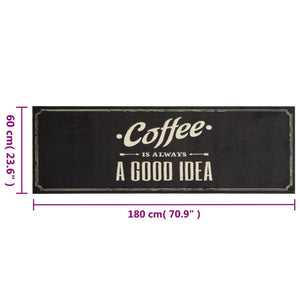 Χαλί Κουζίνας Πλενόμενο Επιγραφή Coffee 60x180 εκ. Βελούδο - Pakobazaar