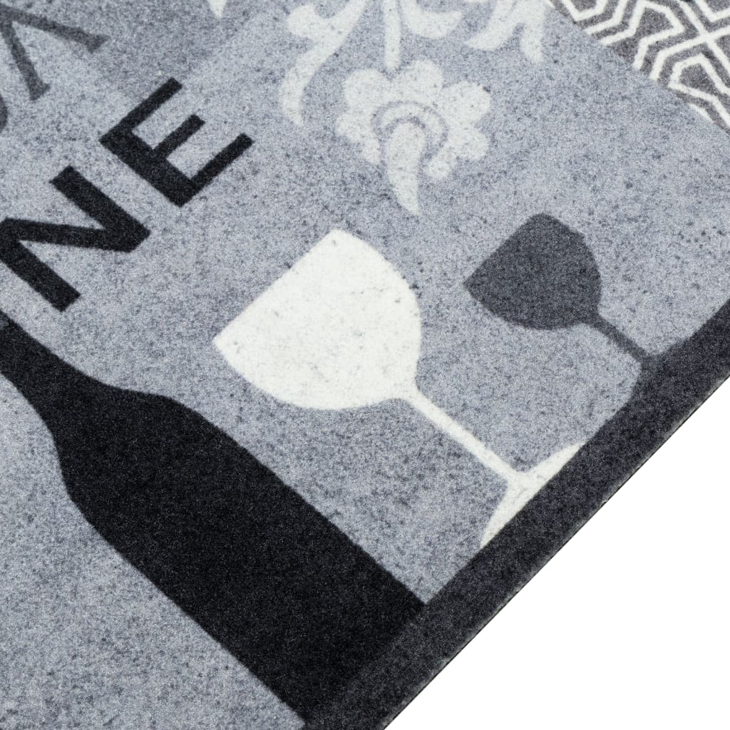 Χαλί Κουζίνας Πλενόμενο Γκρι Επιγραφή Wine 60x180 εκ. Βελούδο