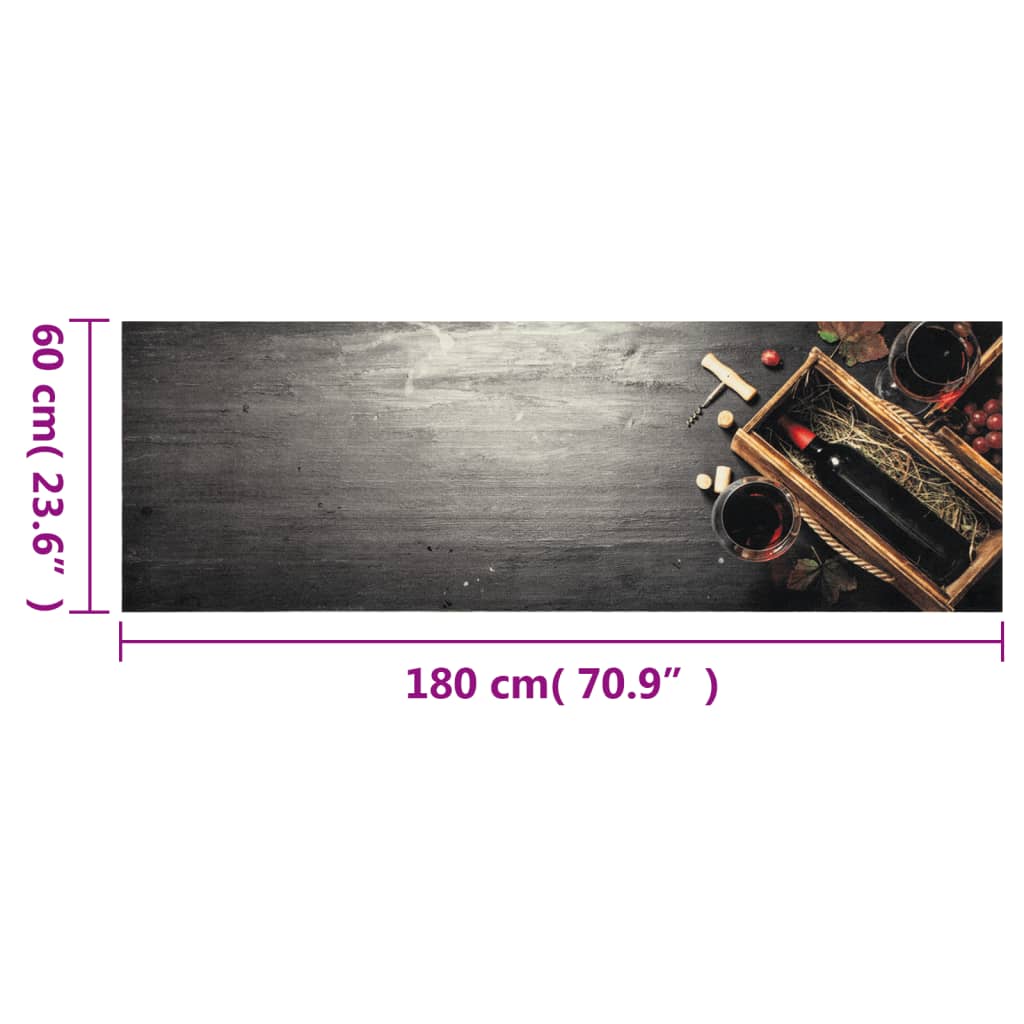 Χαλί Κουζίνας Πλενόμενο Μπουκάλι Κρασιού 60x180 εκ. Βελούδινο - Pakobazaar