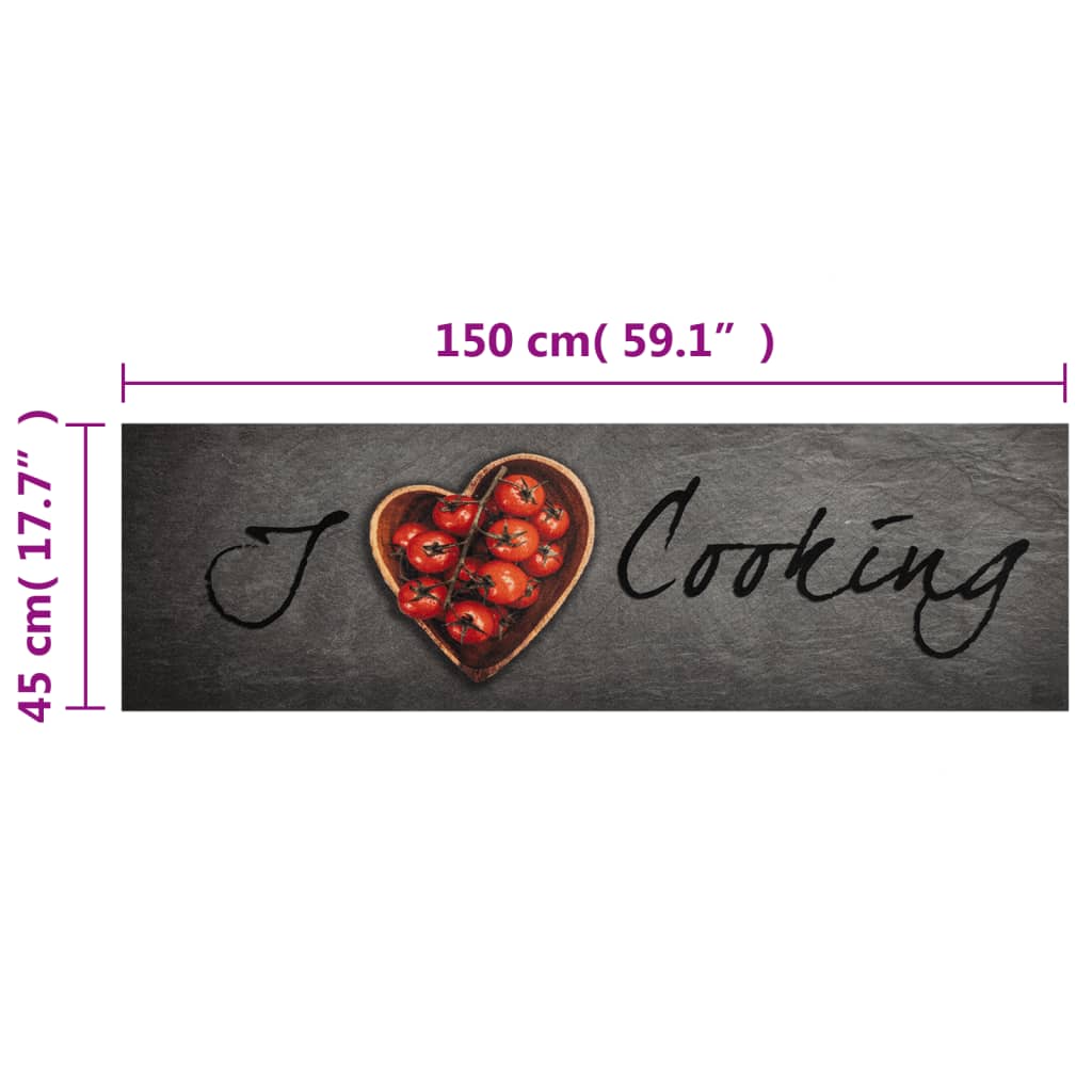 Χαλί Κουζίνας Πλενόμενο Επιγραφή Cooking 45x150 εκ. Βελούδο - Pakobazaar