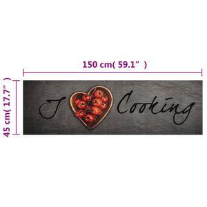 Χαλί Κουζίνας Πλενόμενο Επιγραφή Cooking 45x150 εκ. Βελούδο - Pakobazaar