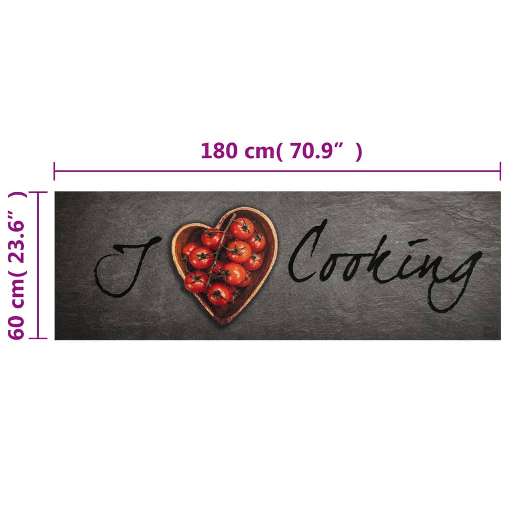 Χαλί Κουζίνας Πλενόμενο Επιγραφή Cooking 60x180 εκ. Βελούδο