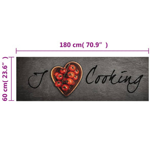 Χαλί Κουζίνας Πλενόμενο Επιγραφή Cooking 60x180 εκ. Βελούδο