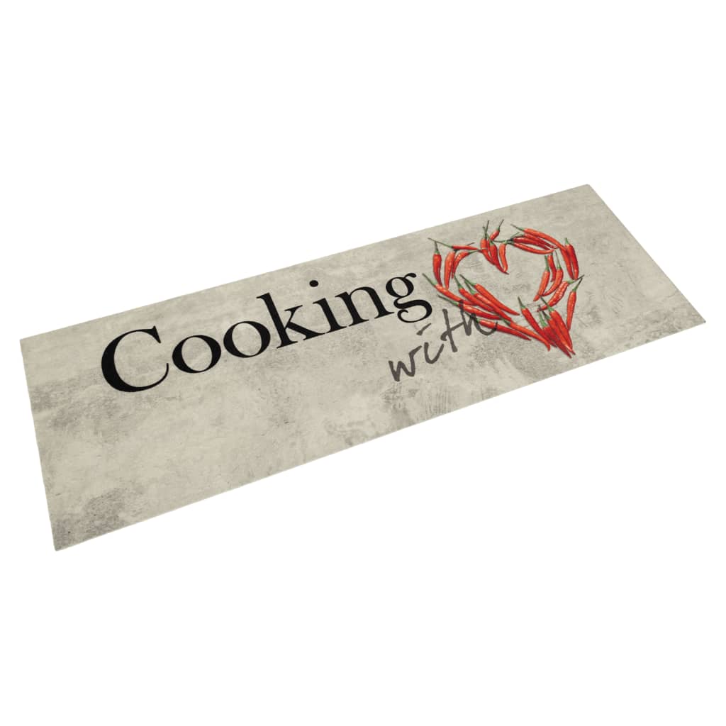 Χαλί Κουζίνας Πλενόμενο Επιγρ. Cooking Γκρι 45x150 εκ. Βελούδο