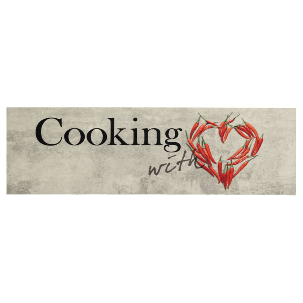 Χαλί Κουζίνας Πλενόμενο Επιγρ. Cooking Γκρι 60x180 εκ. Βελούδο