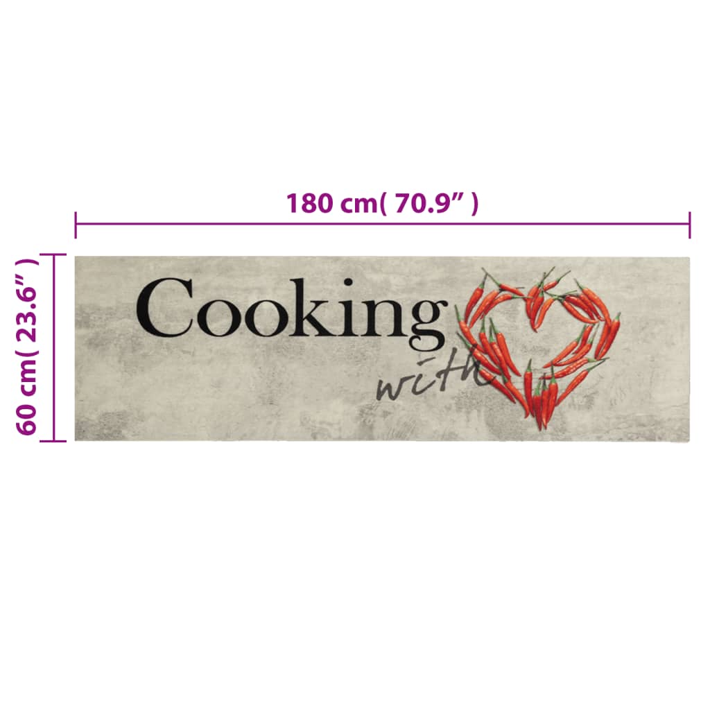 Χαλί Κουζίνας Πλενόμενο Επιγρ. Cooking Γκρι 60x180 εκ. Βελούδο