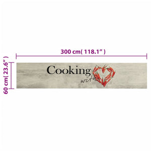 Χαλί Κουζίνας Πλενόμενο Επιγρ. Cooking Γκρι 60x300 εκ. Βελούδο