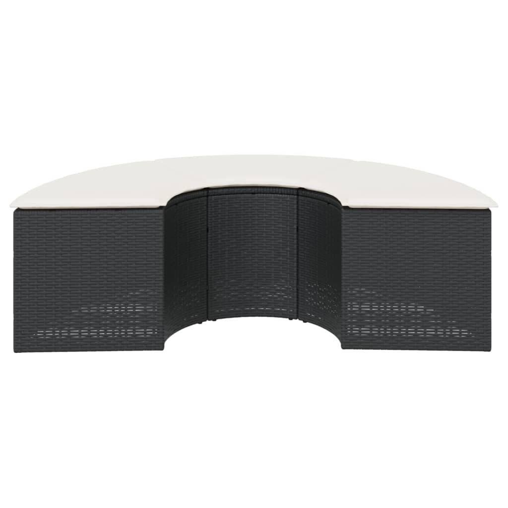 Υποπόδιο Κήπου Μαύρο από Συνθετικό Ρατάν με Μαξιλάρι - Pakobazaar