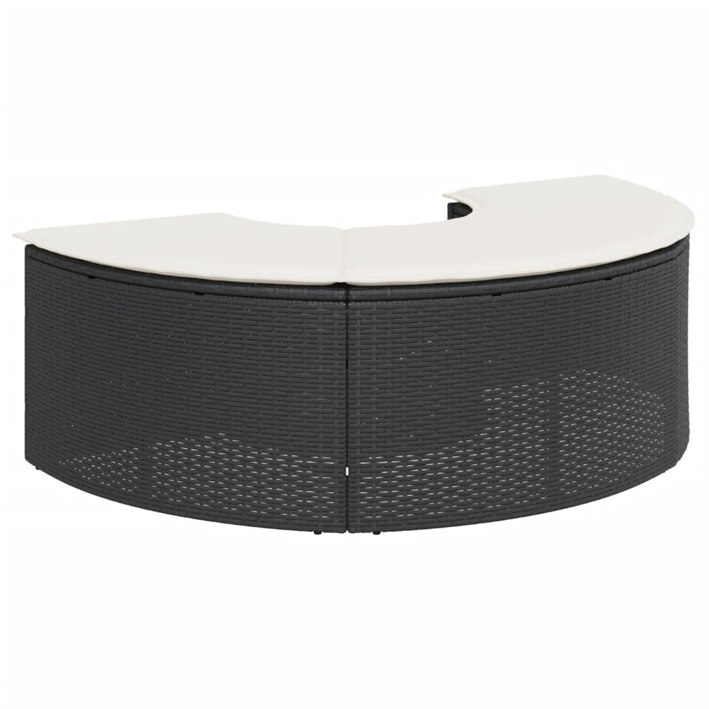 Υποπόδιο Κήπου Μαύρο από Συνθετικό Ρατάν με Μαξιλάρι - Pakobazaar