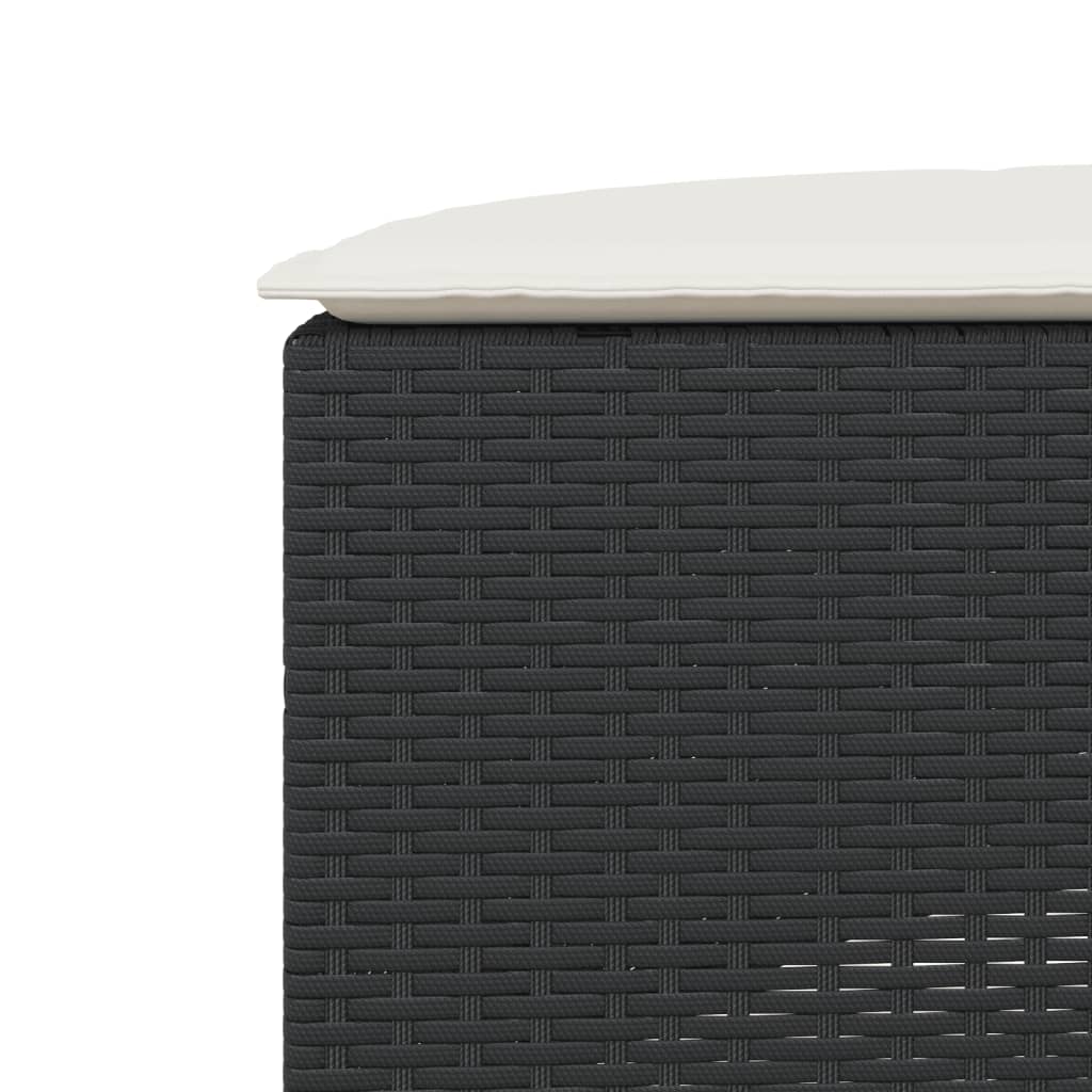 Υποπόδιο Κήπου Μαύρο από Συνθετικό Ρατάν με Μαξιλάρι - Pakobazaar