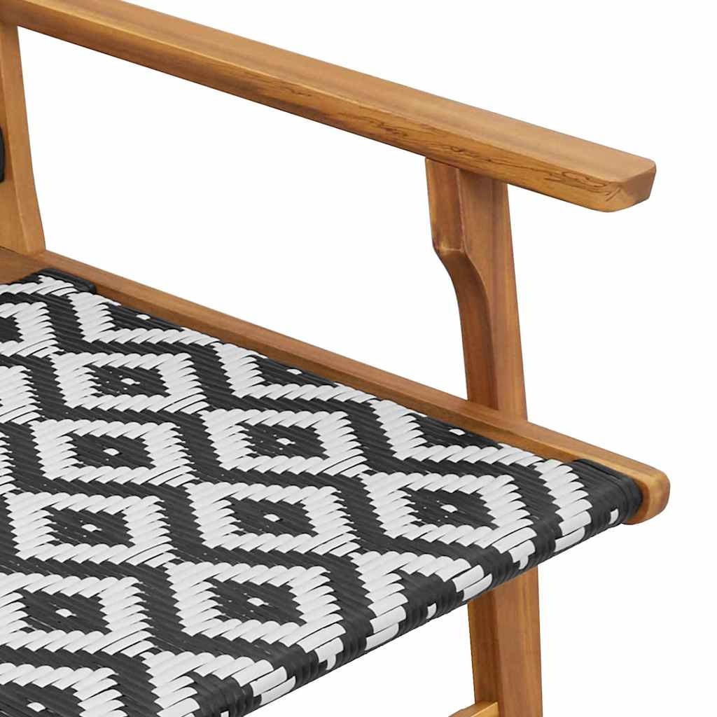 Κήπου Καρέκλες με Τραπέζι 3 pcs Μαύρο και Λευκό