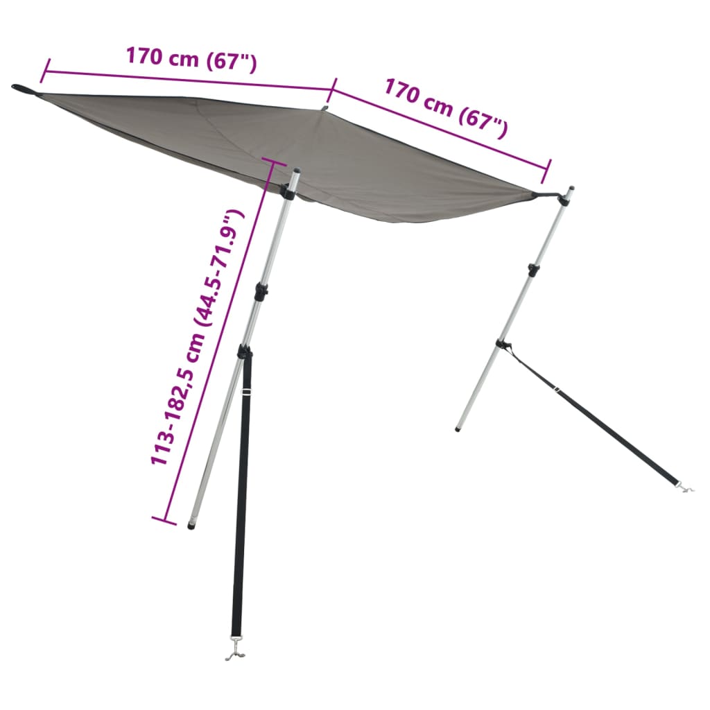 Επέκταση Σκιάστρου Σετ Σχήμα Τ Ανθρακί 170x170x(113-182,5) εκ.