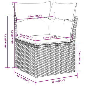 Σαλόνι Κήπου Σετ 7 Τεμαχίων Γκρι Συνθετικό Ρατάν με Μαξιλάρια