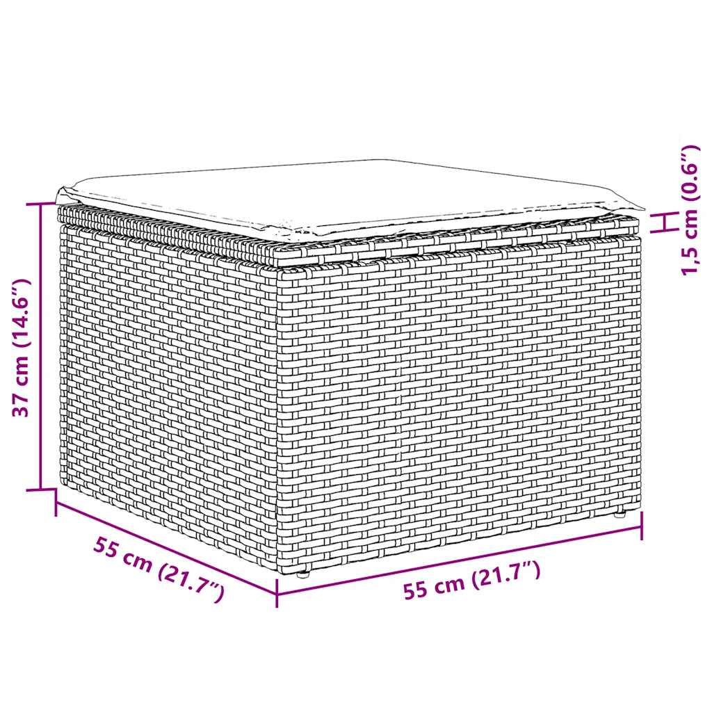 Σαλόνι Κήπου Σετ 7 Τεμαχίων Καφέ Συνθετικό Ρατάν με Μαξιλάρια