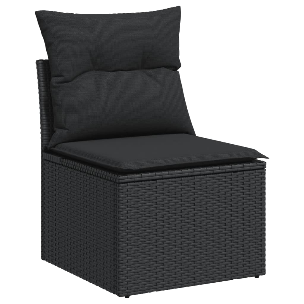 Σαλόνι Κήπου Σετ 9 Τεμαχίων Μαύρο από Συνθ. Ρατάν με Μαξιλάρια