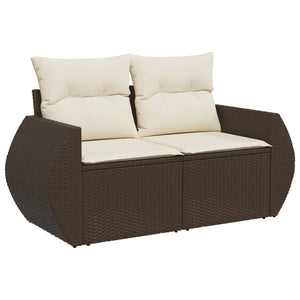 Σαλόνι Κήπου Σετ 9 τεμ. Καφέ από Συνθ. Ρατάν με Μαξιλάρια