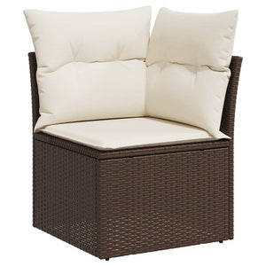 Σαλόνι Κήπου 10 Τεμαχίων Καφέ από Συνθετικό Ρατάν με Μαξιλάρια