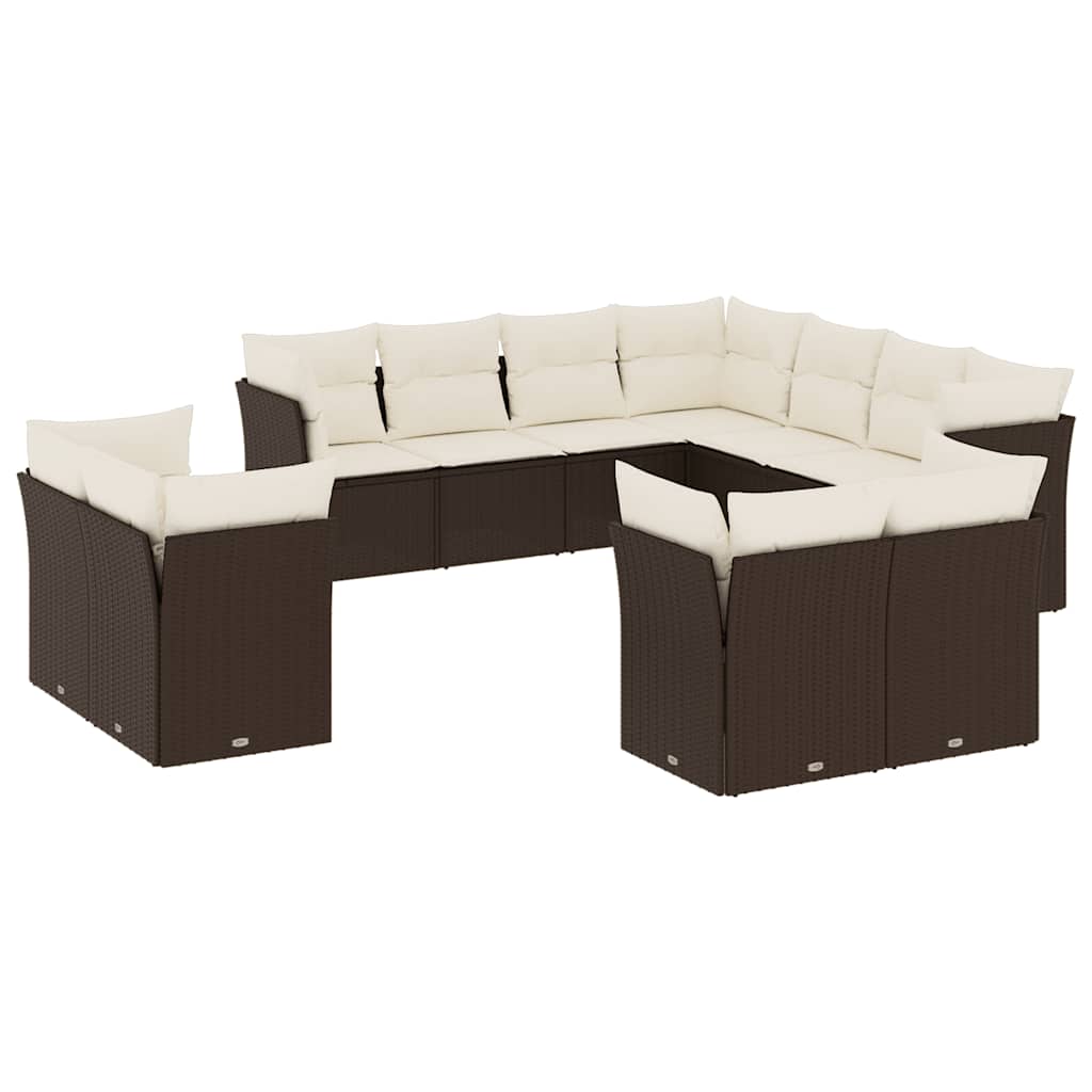 Σαλόνι Κήπου 11 Τεμαχίων Καφέ από Συνθετικό Ρατάν με Μαξιλάρια