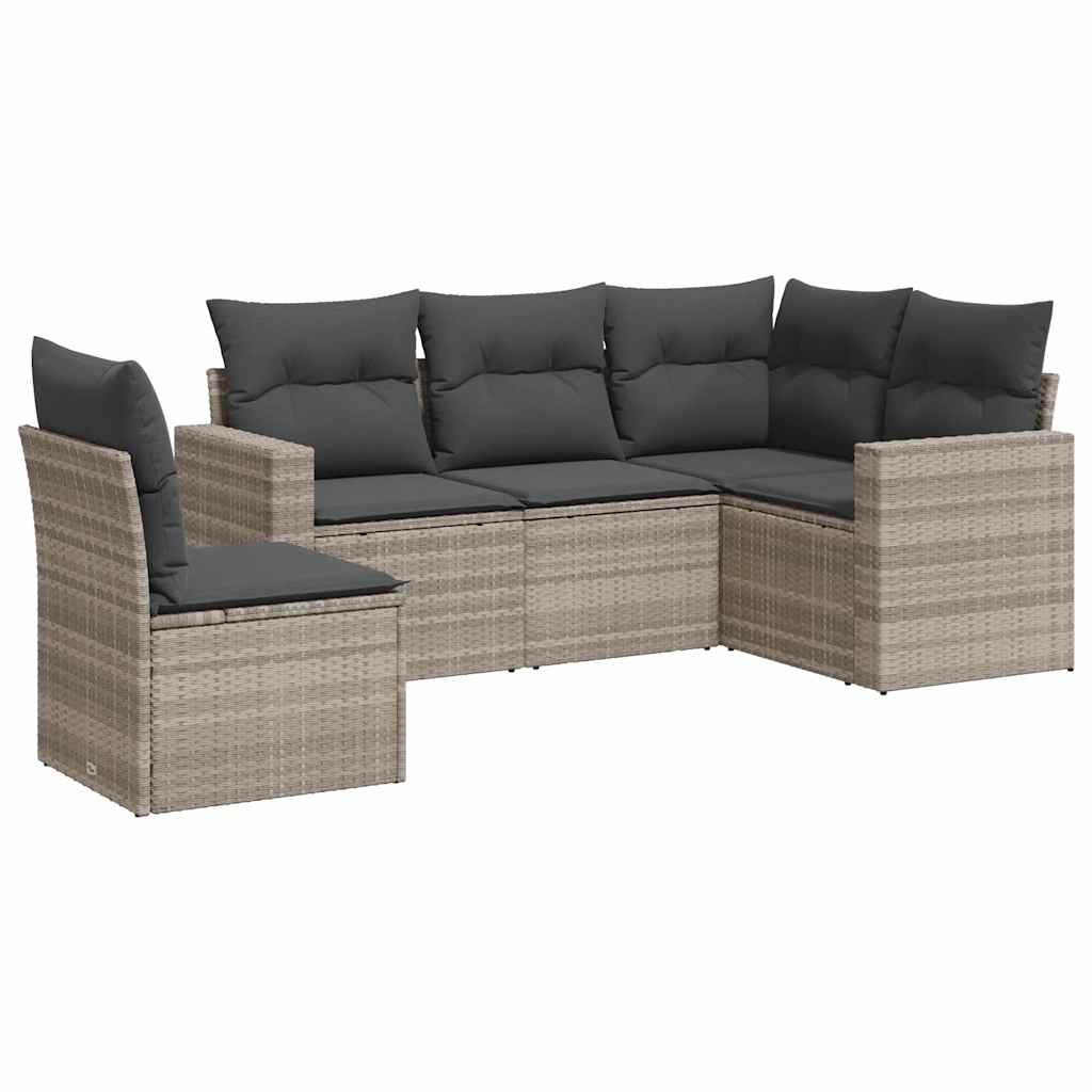 Σαλόνι Κήπου Σετ 5 Τεμαχίων Γκρι Συνθετικό Ρατάν με Μαξιλάρια