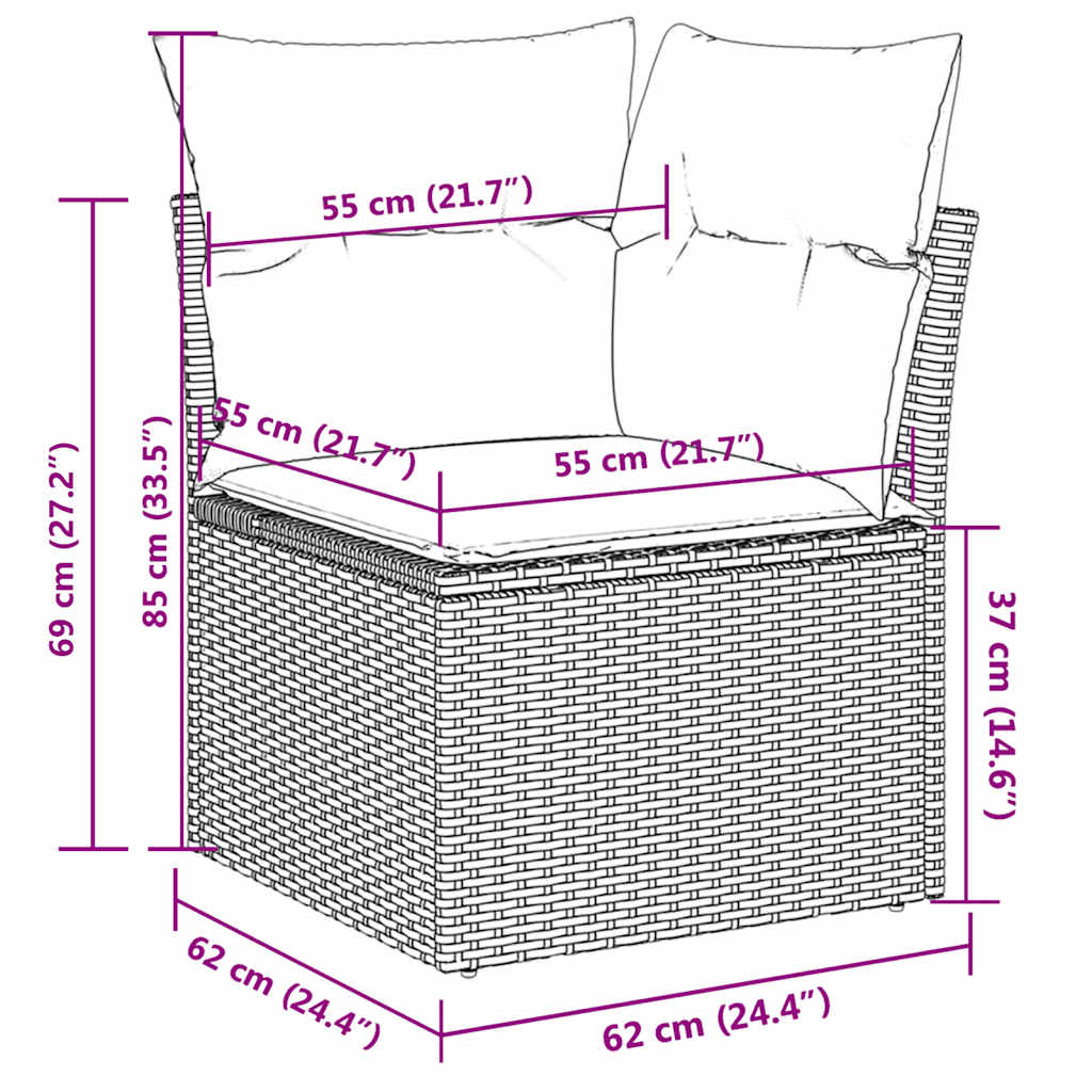 Σετ Σαλονιού Κήπου 10 τεμ. Γκρι Συνθετικό Ρατάν με Μαξιλάρια