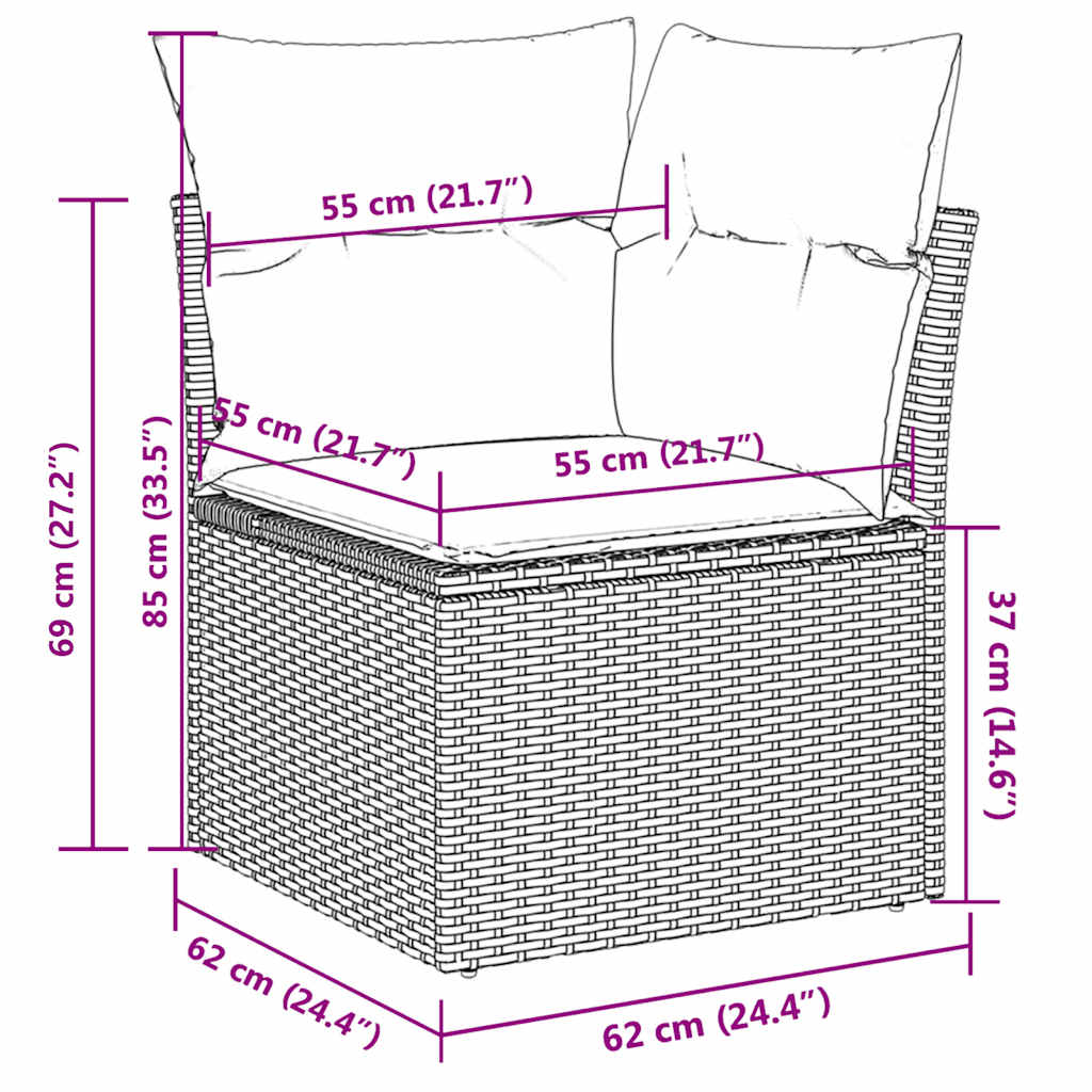 Σετ Σαλονιού Κήπου 10 τεμ. Γκρι Συνθετικό Ρατάν με Μαξιλάρια
