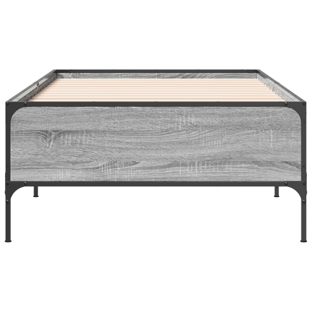 Πλαίσιο Κρεβατιού Γκρι Sonoma 100x200 εκ. Επεξ. Ξύλο & Μέταλλο