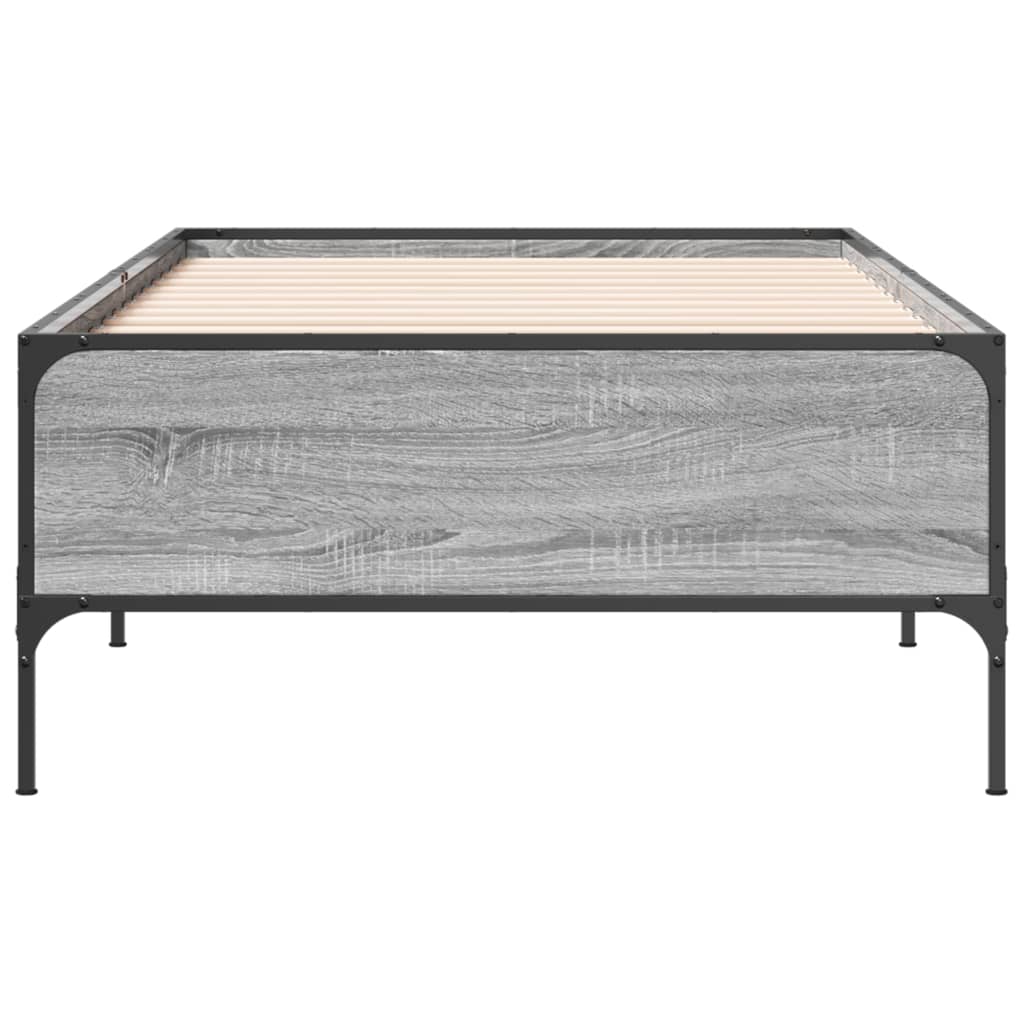 Πλαίσιο Κρεβατιού Γκρι Sonoma 75x190 εκ. Επεξ. Ξύλο & Μέταλλο
