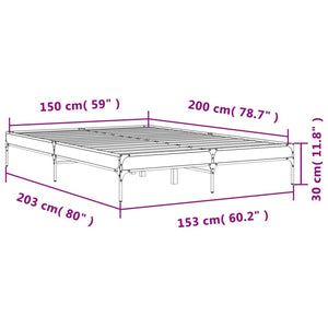 Πλαίσιο Κρεβατιού Sonoma Δρυς 150x200 εκ. Επεξ. Ξύλο & Μέταλλο - Pakobazaar