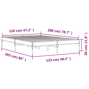Πλαίσιο Κρεβατιού Μαύρο 120x200 εκ. Επεξ. Ξύλο & Μέταλλο