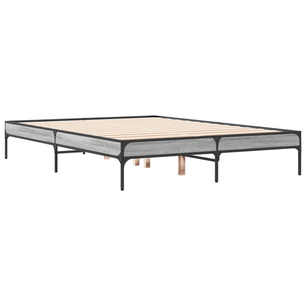 Πλαίσιο Κρεβατιού Γκρι Sonoma 120x200 εκ. Επεξ. Ξύλο & Μέταλλο