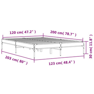 Πλαίσιο Κρεβατιού Γκρι Sonoma 120x200 εκ. Επεξ. Ξύλο & Μέταλλο