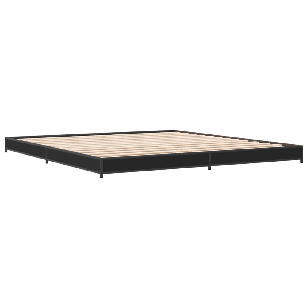 Πλαίσιο Κρεβατιού Μαύρο 160 x 200 εκ. Επεξ. Ξύλο & Μέταλλο