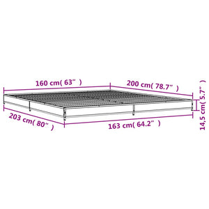 Πλαίσιο Κρεβατιού Καφέ Δρυς 160x200 εκ. Επεξ. Ξύλο & Μέταλλο