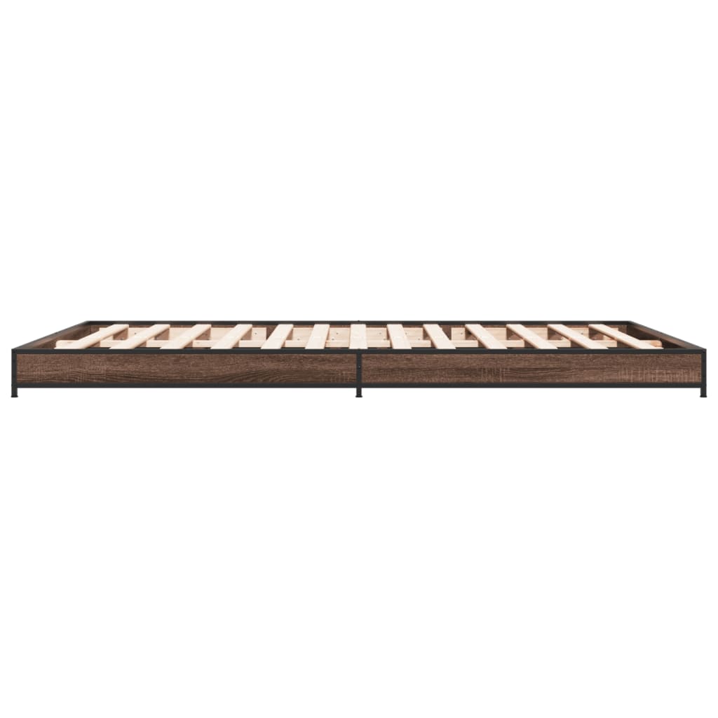 Πλαίσιο Κρεβατιού Καφέ Δρυς 120x200 εκ. Επεξ. Ξύλο & Μέταλλο - Pakobazaar