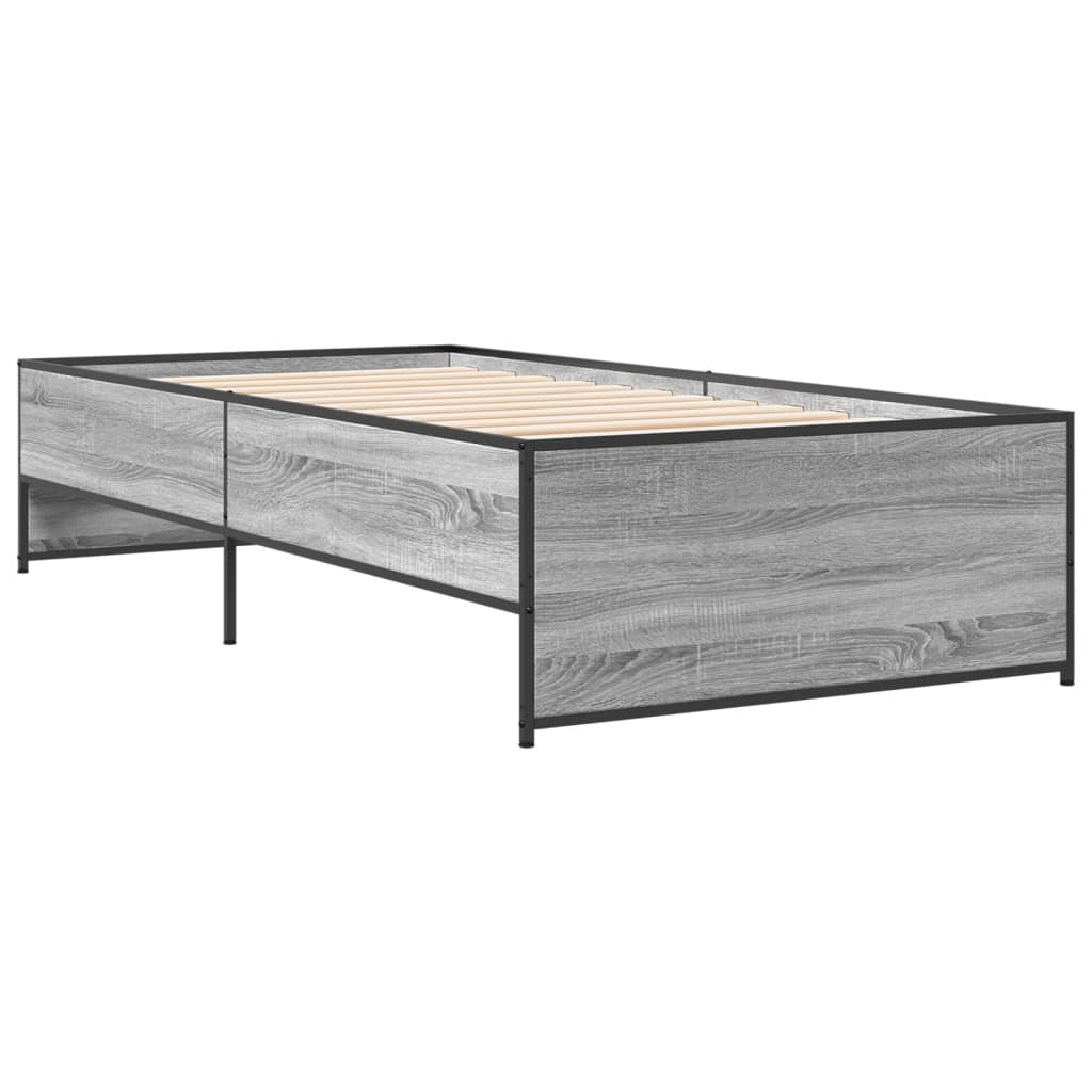 Πλαίσιο Κρεβατιού Γκρι Sonoma 90x200 εκ. Επεξ. Ξύλο & Μέταλλο