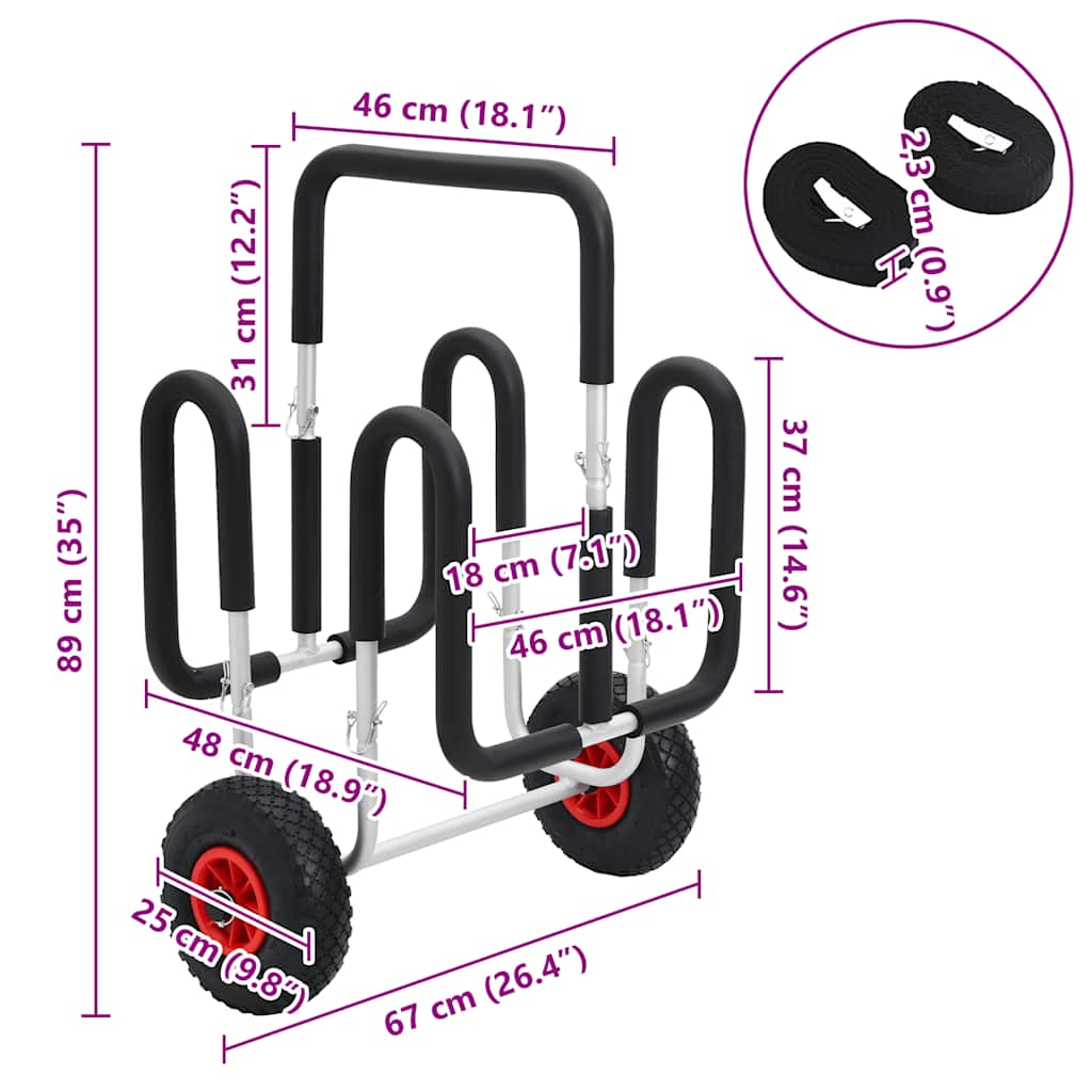 Καροτσάκι SUP για 2 σανίδες σερφ 90 κ. Αλουμινίου - Pakobazaar