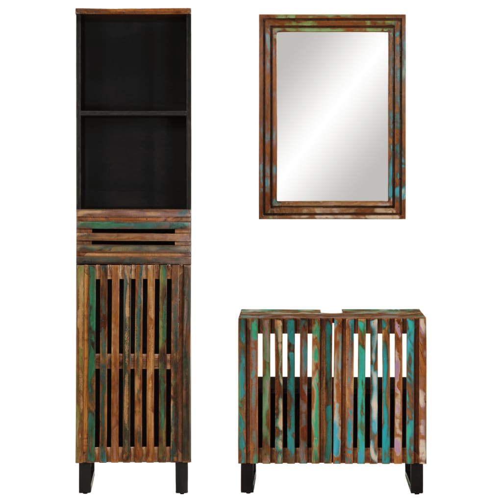 Έπιπλα Μπάνιου Σετ 3 Τεμαχίων από Μασίφ Ξύλο Ακακίας