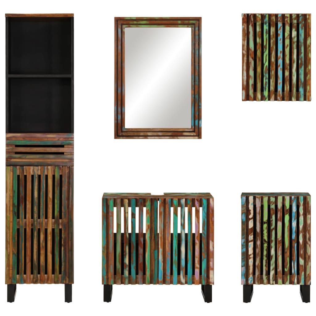 Έπιπλα Μπάνιου Σετ 5 Τεμαχίων από Μασίφ Ξύλο Ακακίας - Pakobazaar