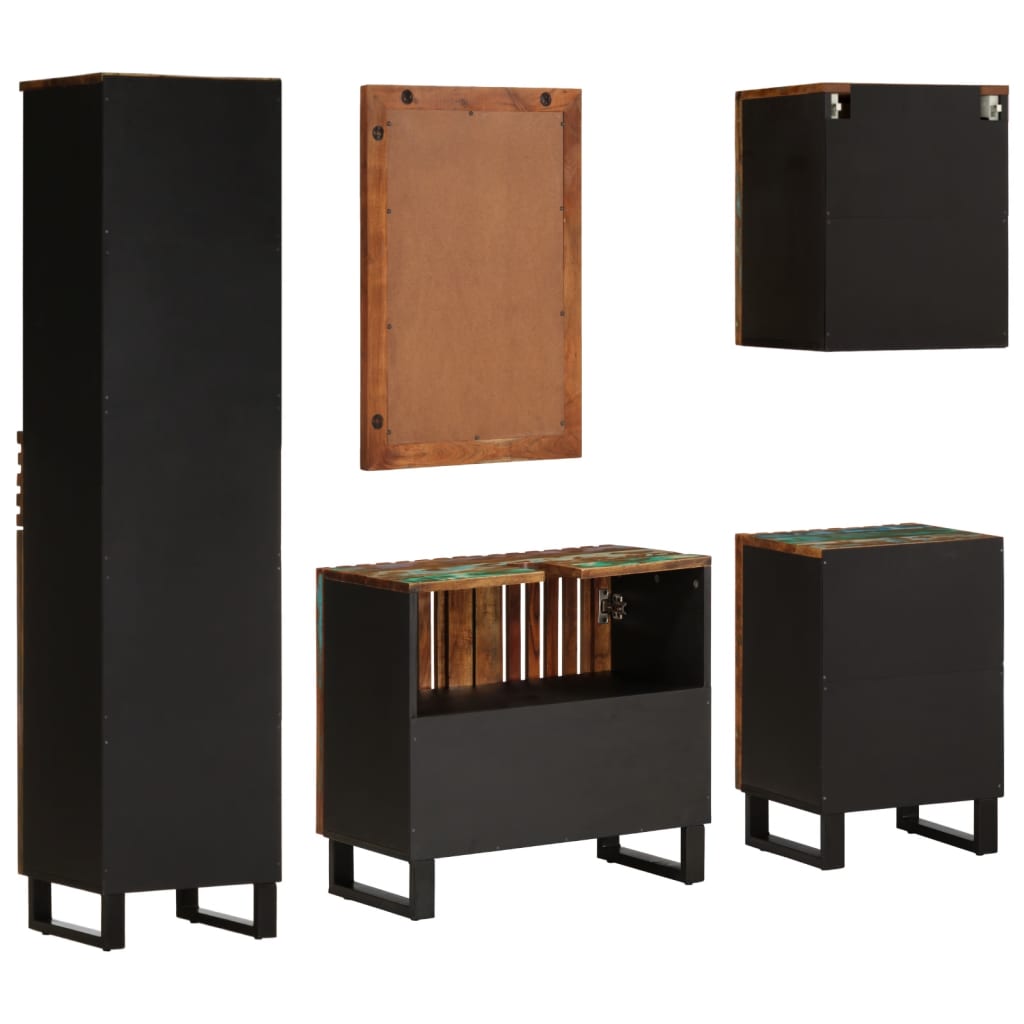 Έπιπλα Μπάνιου Σετ 5 Τεμαχίων από Μασίφ Ξύλο Ακακίας - Pakobazaar