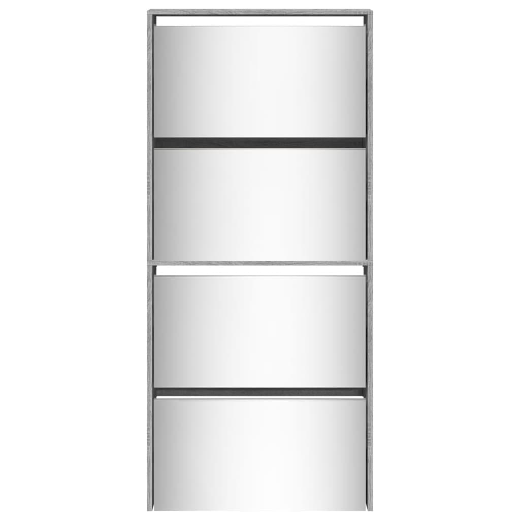Παπουτσοθήκη με Καθρέφτη 4 Επιπέδων Γκρι Sonoma 63x17x134 εκ.