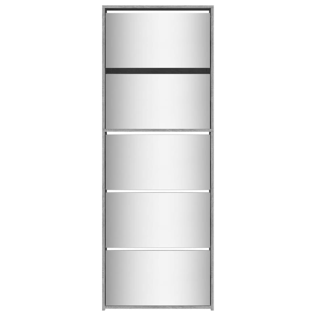 Παπουτσοθήκη με Καθρέφτη 5 Επιπέδων Γκρι Sonoma 63x17x169,5 εκ.