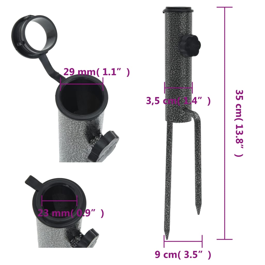 Στηρίγματα Ομπρέλας με Ακίδες 2 τεμ. 9x35 εκ. Γαλβαν. Ατσάλι